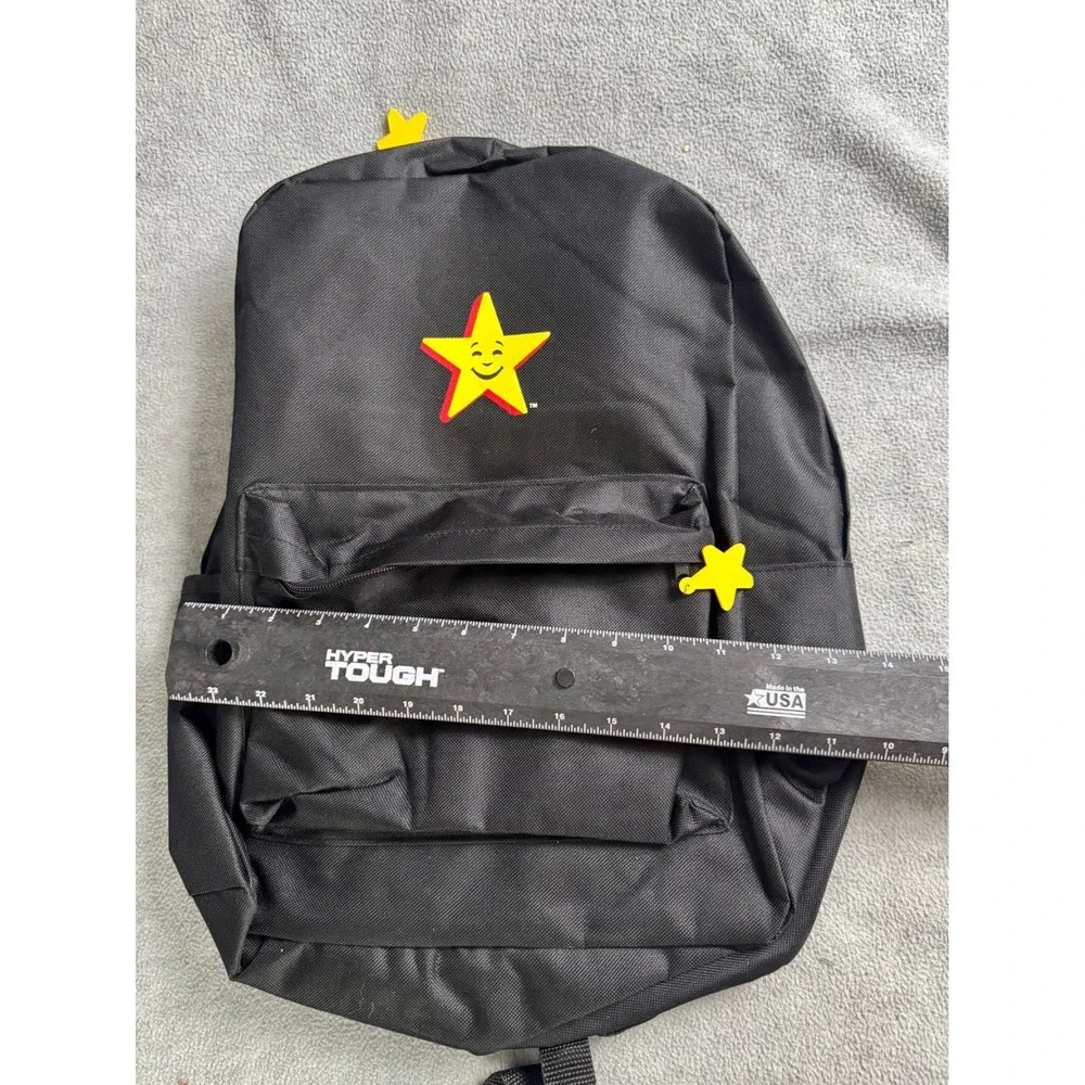 Carls Jr Hardees Happy Star Logo Black Backpack Laptop Sleeve Fast Food Promo